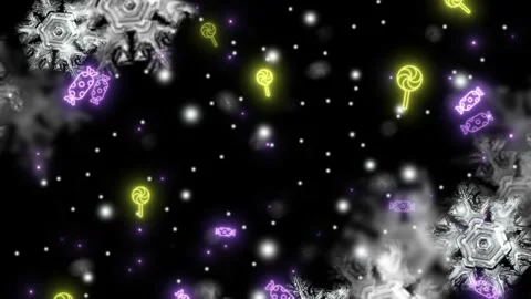 Glowing snowflakes and particles on black background, winter wonderland scene Vídeos de archivo 337760372