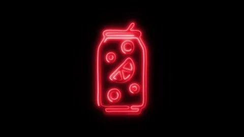 Glowing Soft Drink Icon and Symbol in HD Video Neon Stock Footage 304560908