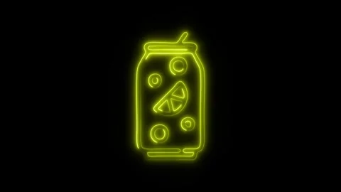 Glowing Soft Drink Icon and Symbol in HD Video Neon Stock Footage 304560909