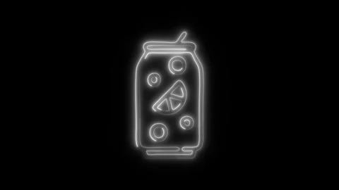 Glowing Soft Drink Icon and Symbol in HD Video Neon Stock Footage 304560910