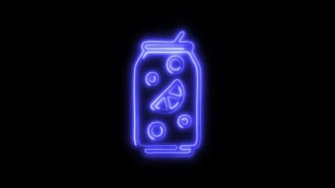Glowing Soft Drink Icon and Symbol in HD Video Neon Stock Footage 304560911