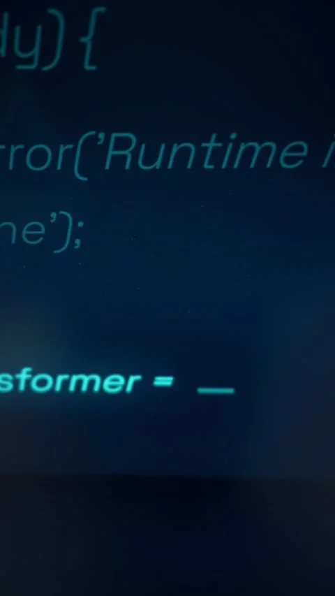 Glowing Software Code Executing on Dark Digital Monitor Screen Stock Footage 334728082