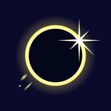 Glowing solar eclipse ring of fire with bright star flare on dark background. Ilustración de archivo
