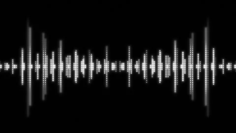 Glowing sound wave motion visual bright white equalizer dots, deep black space, Stock Footage 340557907