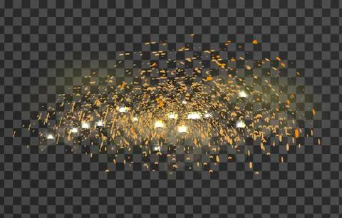 Glowing sparkles glare light effect on a transparent background. Sparks Stock Illustration