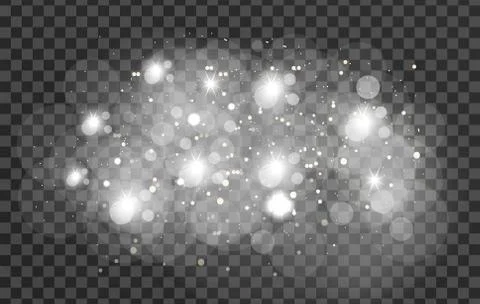Glowing sparkles glare light effect on a transparent background. Sparks Stock Illustration