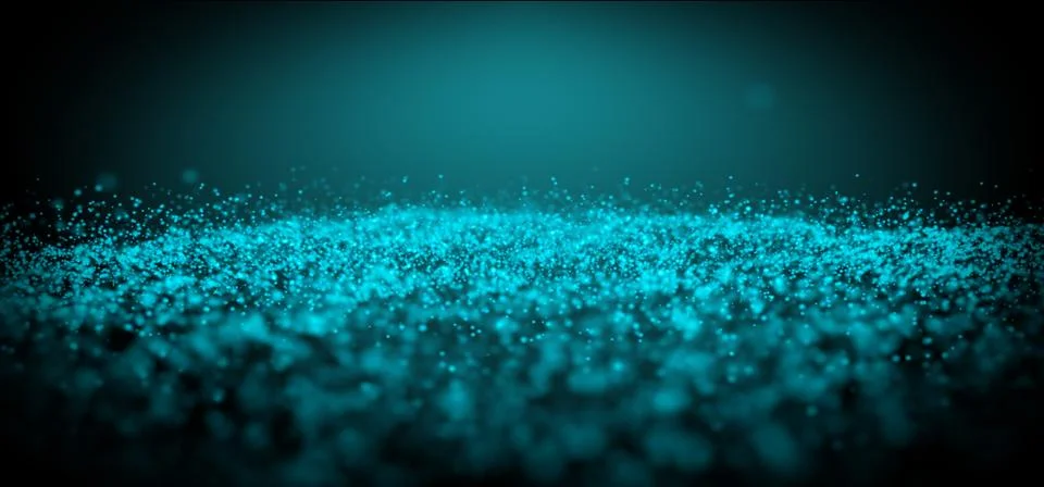 Glowing Sparkling Blue Tiny Particles Glitter Cloud On Dark Empty Background  Stock Illustration