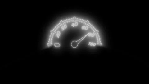 Glowing Speedometer Needle Animation on Dark Background 動画素材 318109706