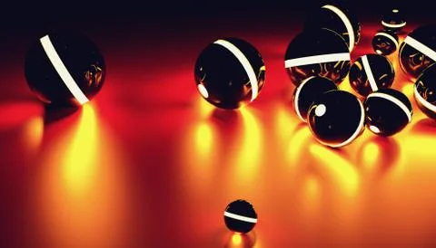 Glowing sphere balls in random position with light effect, including Copy spa Stock Illustration