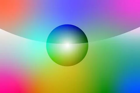 Glowing Sphere Centered On Abstract Rainbow Gradient Background ball light Stock Illustration