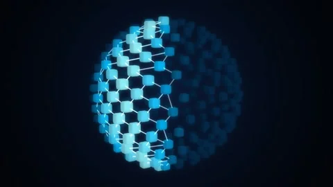 Glowing sphere cloud artificial intelligence network visualization seamless Video stock 342949534