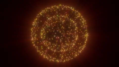A glowing sphere made up of colorful particles, radiating light in all direct Stock Illustration
