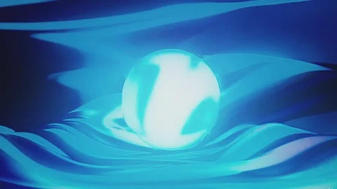 Glowing Sphere on Wavy Blue Surface Loop Animation Minimalist Design Stock Footage 312750473