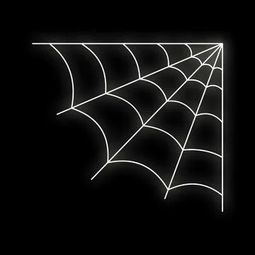 Glowing spider web net design on dark background Illustrazione stock
