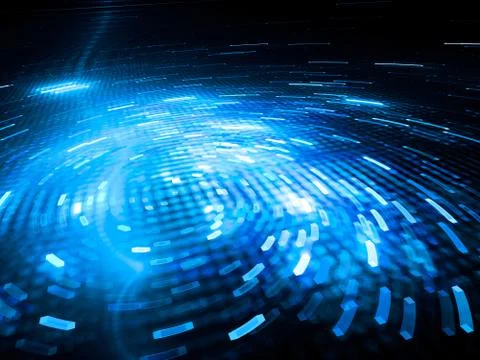Glowing spinning blue big data Illustrazione stock