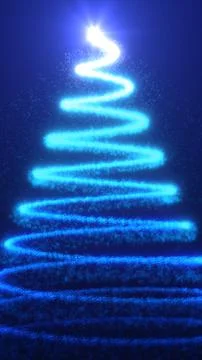Glowing spiral of blue light forming an abstract Christmas tree shape with .. Stock Illustration