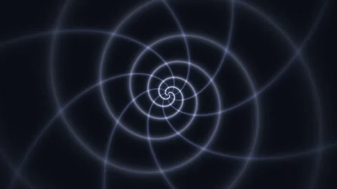 Glowing Spiral Rings on Dark Background Seamless Loop Stock Footage 340617918