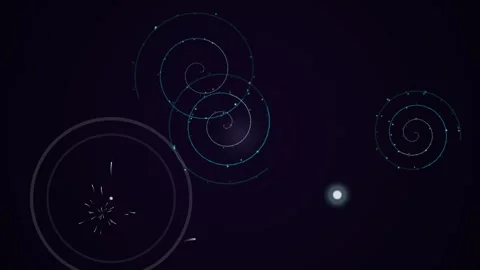 Glowing spirals and light elements on a dark gradient 스톡 동영상 331645711