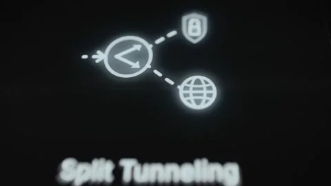 Glowing split tunneling diagram branching traffic toward protected Video stock 342490635