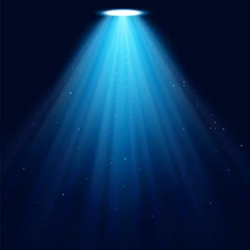 Glowing spotlight on a dark blue background. Vector background illustration. Stock Illustration