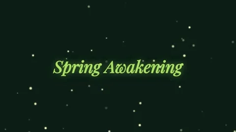 Glowing "Spring Awakening" text reveal animation on a dark, magical backdrop Stock Footage 337577951