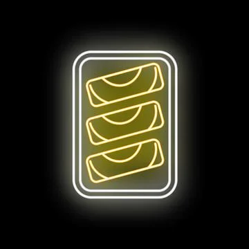Glowing spring rolls neon sign on black background Stock Illustration
