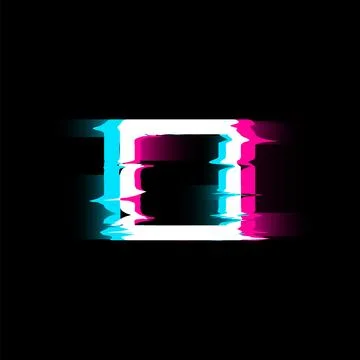 Glowing square with glitch and digital noise effect, vector illuminated dynamic Ilustración de archivo