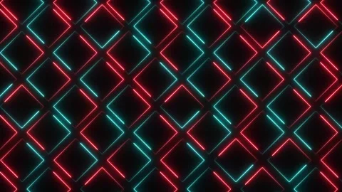 Glowing Square Grid Pattern Neon Lights animation isolated on black background Stock Footage 321299233