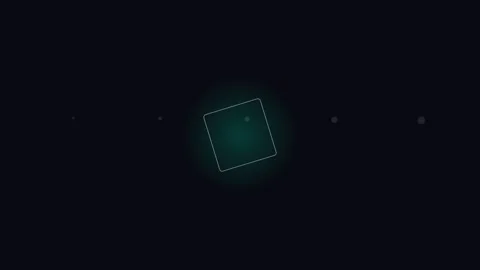 Glowing square outline surrounded by faint dots on a deep black background Stock Footage 339617480