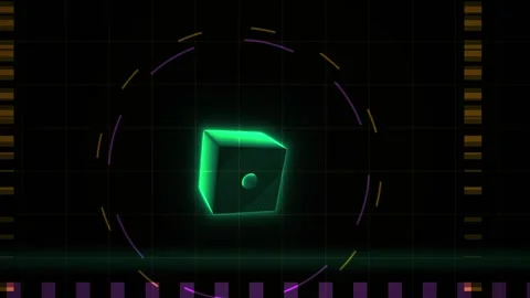 Glowing Square Pulses in Futuristic Technology Hud Target Interface on Dark.. Stock Footage 343706856