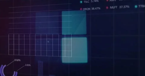 Glowing square toggling between cells initiating grid lines and charts showing Stock Footage 330339196