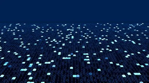 Glowing squares on blue digital matrix ground Stock Illustration