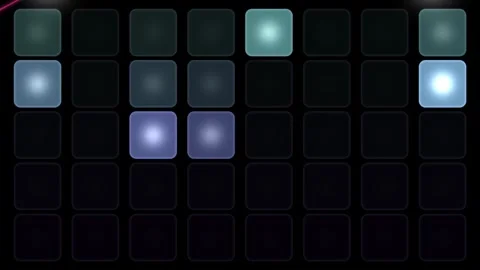 Glowing squares flash on a dark grid Stock Footage 340333775