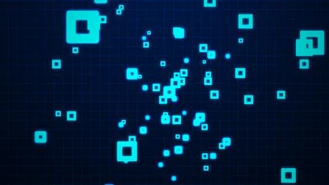 Glowing Squares on a Grid Background Stock Illustration