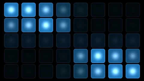 Glowing squares pulse on a digital grid Stock Footage 340523335