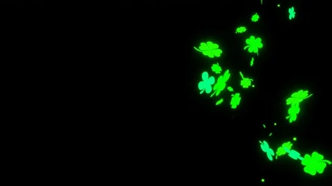 Glowing St. Patrick's Day clover springs Rotating on Black Background, 4k Stock Footage 229658041