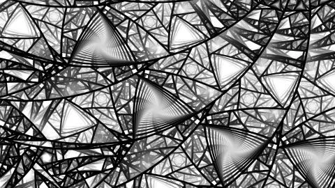 Glowing stained glass triangular pattern intensity map black and white Stock Illustration