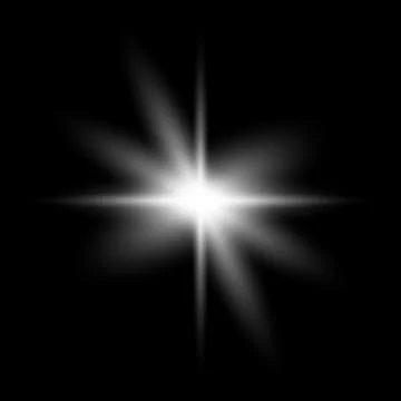 Glowing star effect, vector abstract, shine, flare, isolated on black backgro Stock Illustration