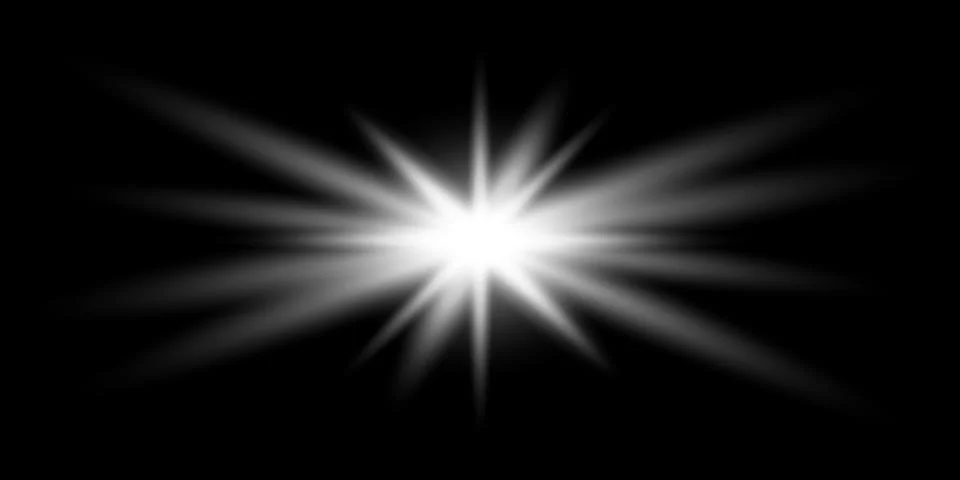 Glowing star effect, vector abstract, shine, flare, isolated on black backgro Stock Illustration