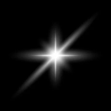 Glowing star effect, vector abstract, shine, flare, isolated on black backgro Stock Illustration