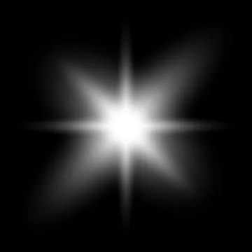 Glowing star effect, vector abstract, shine, flare, isolated on black backgro Stock Illustration