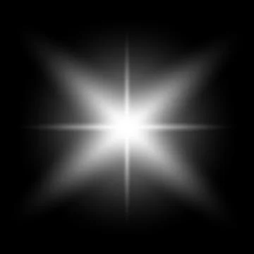 Glowing star effect, vector abstract, shine, flare, isolated on black backgro Stock Illustration