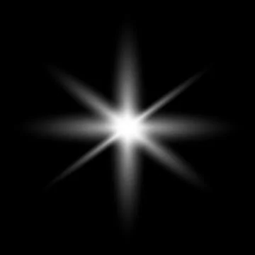 Glowing star effect, vector abstract, shine, flare, isolated on black backgro Ilustración de archivo