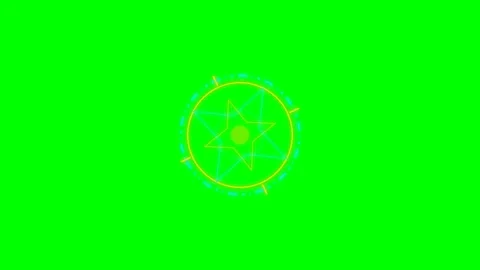 A glowing star emblem centered within a circular frame on a green background Stock Footage 340903545
