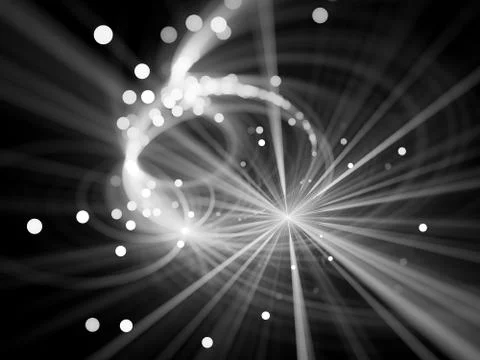 Glowing star explosion texture with particles black and white Illustrazione stock