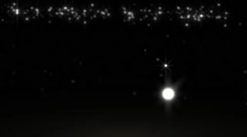 Glowing star particle in random direction with bounce on spotlight ground abs Stock Footage 65215495
