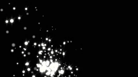 Glowing star particle in random direction with bounce on spotlight ground abs Stock Footage 65307056