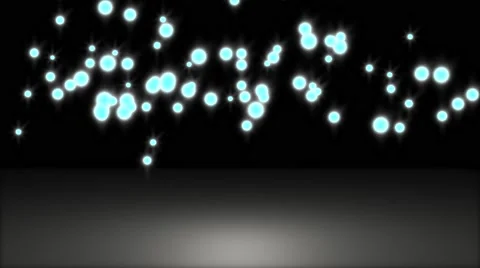 Glowing star particle in random direction with bounce on spotlight ground abs Stock Footage 65307148