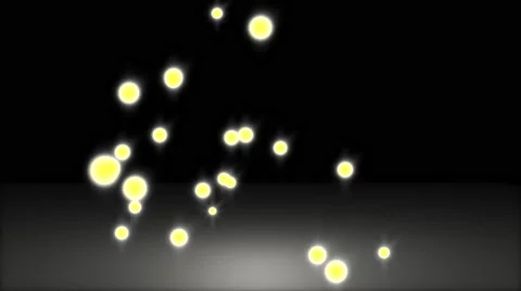 Glowing star particle in random direction with bounce on spotlight ground abs Stock Footage 65307157