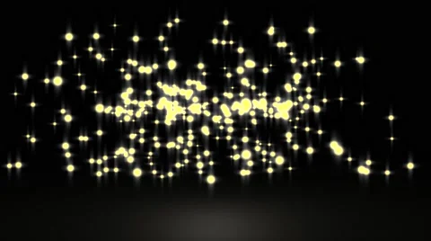 Glowing star particle in random direction with bounce on spotlight ground abs Stock Footage 65495753